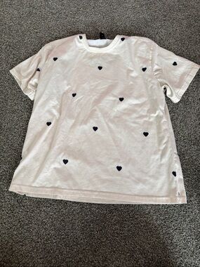 Cream Heart Print Tee